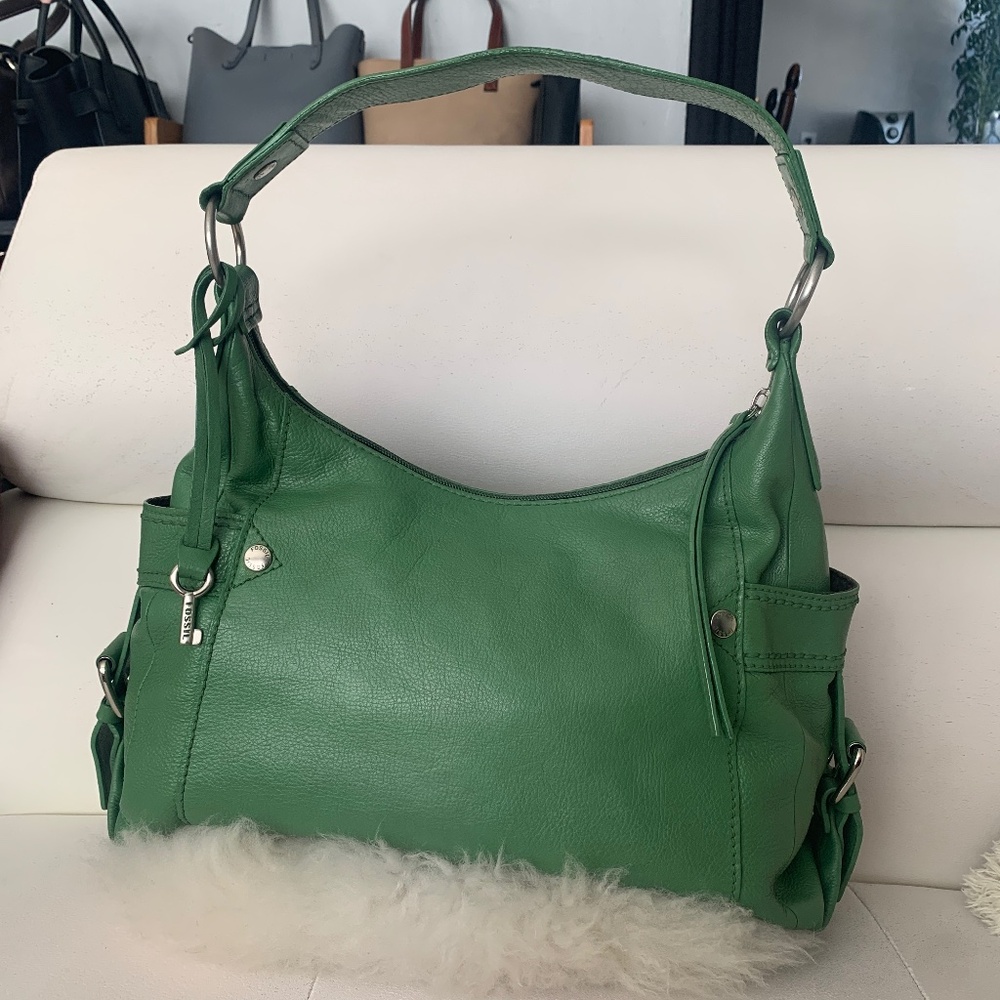 Fossil Soft Genuine Leather Hobo Cool Green.